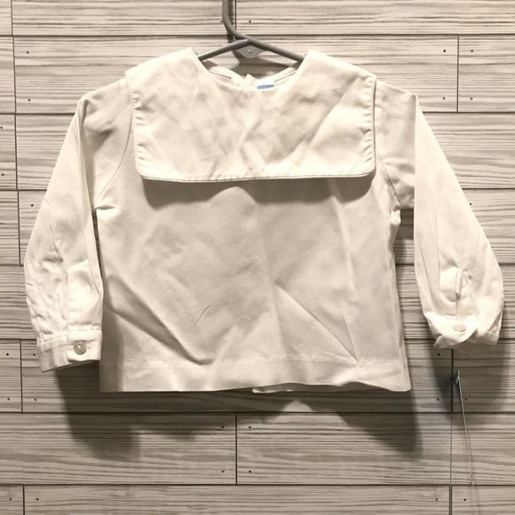 Boutique Other - MWT Monday’s Child Size 9M White Peter Pan Bib Collar Button Dress Shirt Unisex